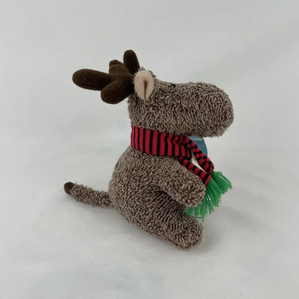 RARE Russ Home Buddies Reindeer 6” Plush 4140‎ Red Stripe Scarf Vtg 1998